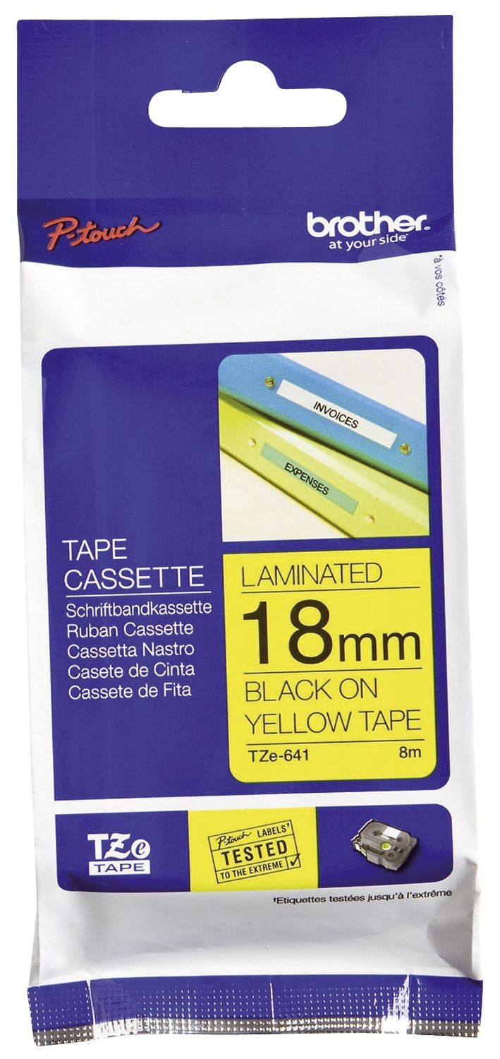 TZe-641 Schriftbandkassette - laminiert, 18 mm x 8 m, schwarz auf gelb TZe-641 Schriftbandkassette - laminiert, 18 mm x 8 m, schwarz auf gelb