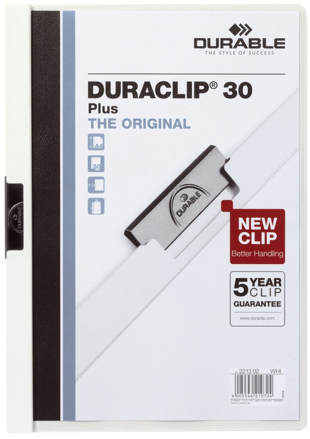 Klemm-Mappe DURACLIP® 30 PLUS - A4, weiß