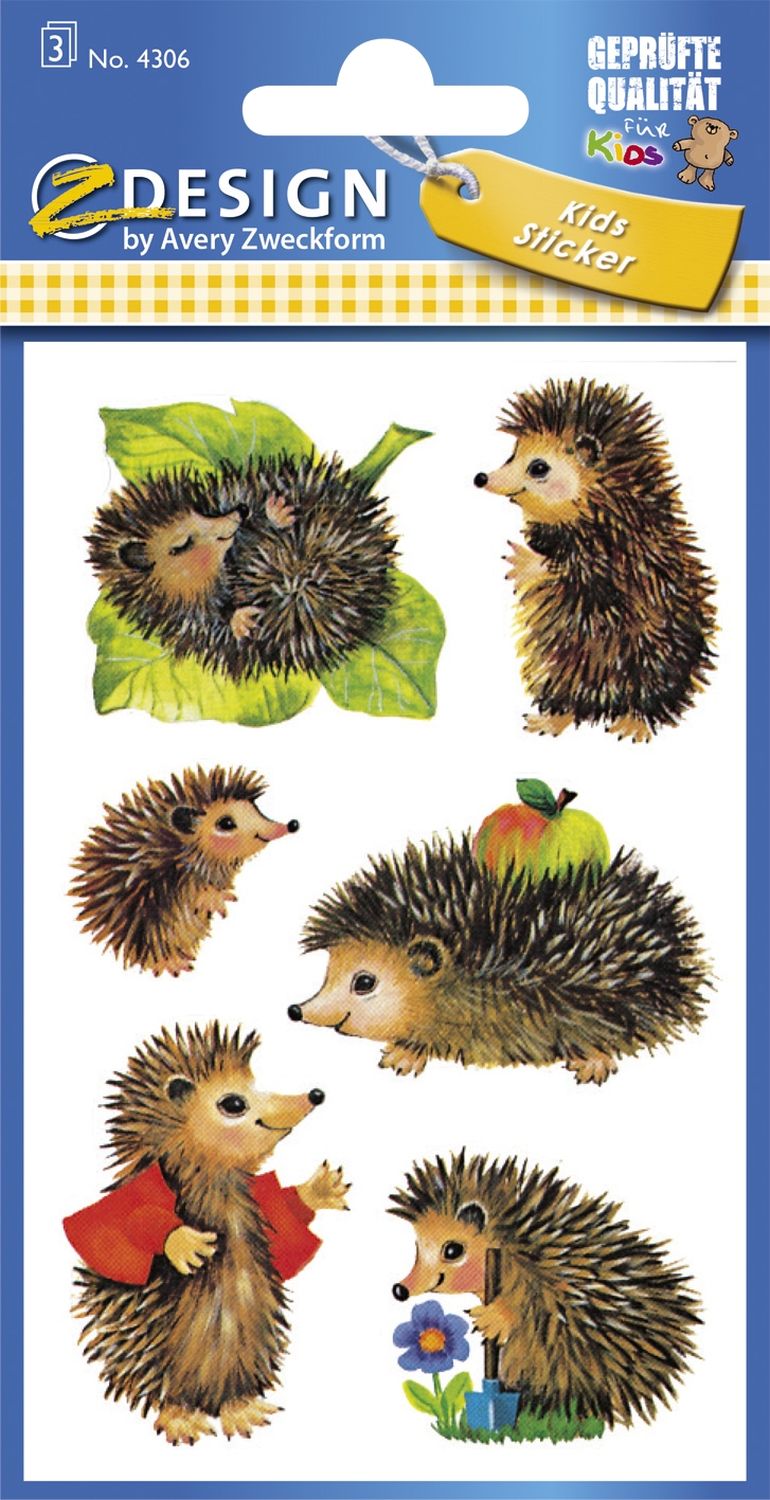 Z-Design 4306, Kinder Sticker, Igel, 3 Bogen/18 Sticker Z-Design 4306, Kinder Sticker, Igel, 3 Bogen/18 Sticker