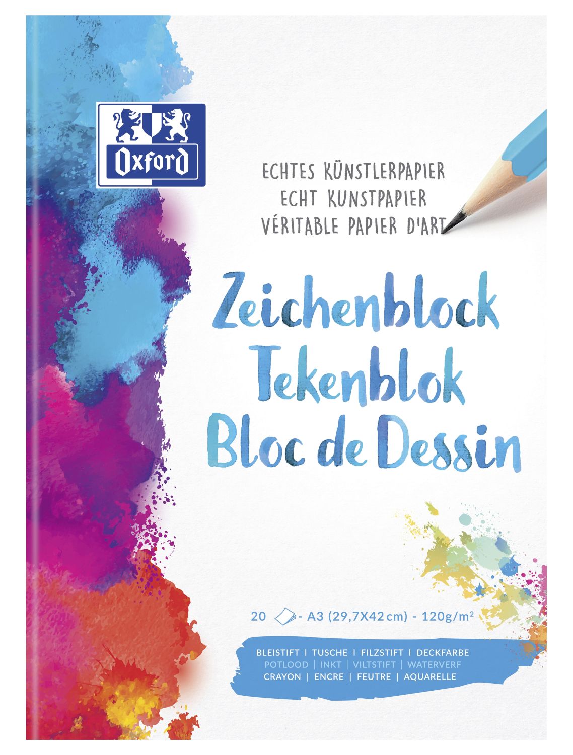 Zeichenblock - A3, 20 Blatt, 120 g/qm