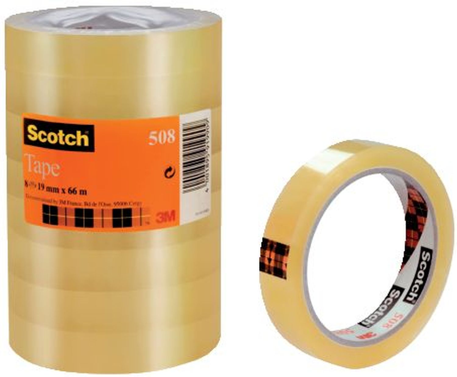 Klebeband Transparent 508, PP, Bandgröße (L x B): 66 m x 19 mm, 8 Rollen