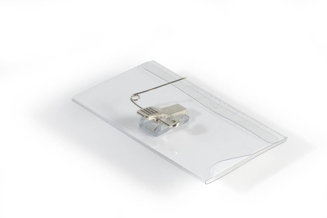 Namensschild mit Kombiklemme, Kunststoff,90 x 54 mm, 5 Stück