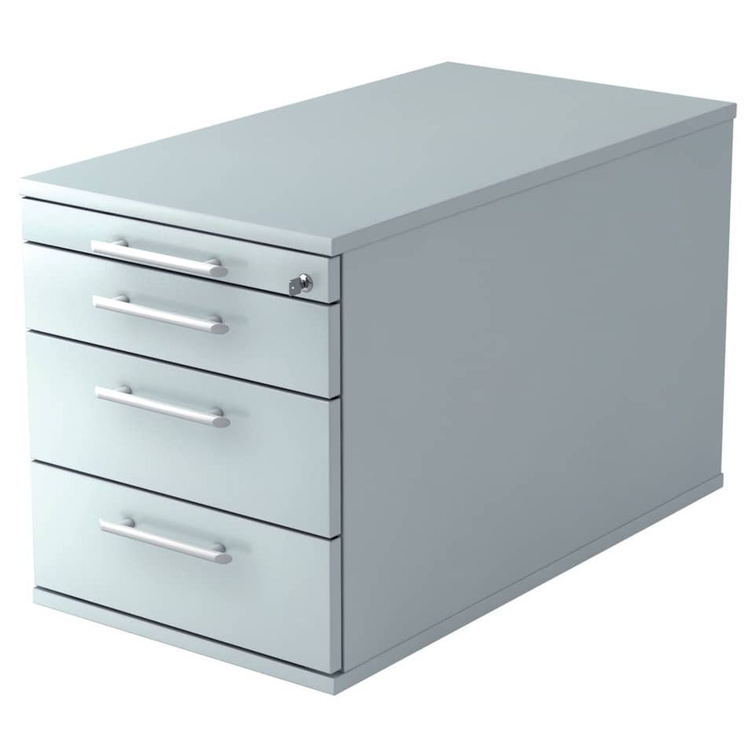 Rollcontainer - 42,8 x 51,2 x 80 cm, 3 Schübe, Relinggriff, Grau, mit Montageservice Rollcontainer - 42,8 x 51,2 x 80 cm, 3 Schübe, Relinggriff, Grau, mit Montageservice