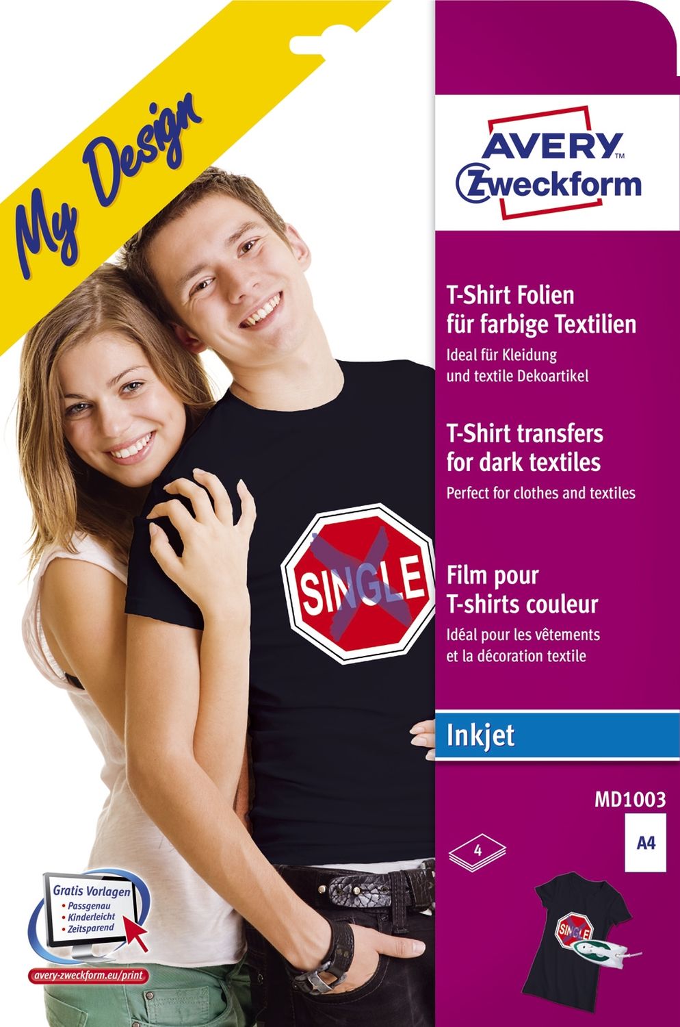 MD1003 Textilfolien für farbige Textilien, 210 x 297 mm, 4 Blatt MD1003 Textilfolien für farbige Textilien, 210 x 297 mm, 4 Blatt