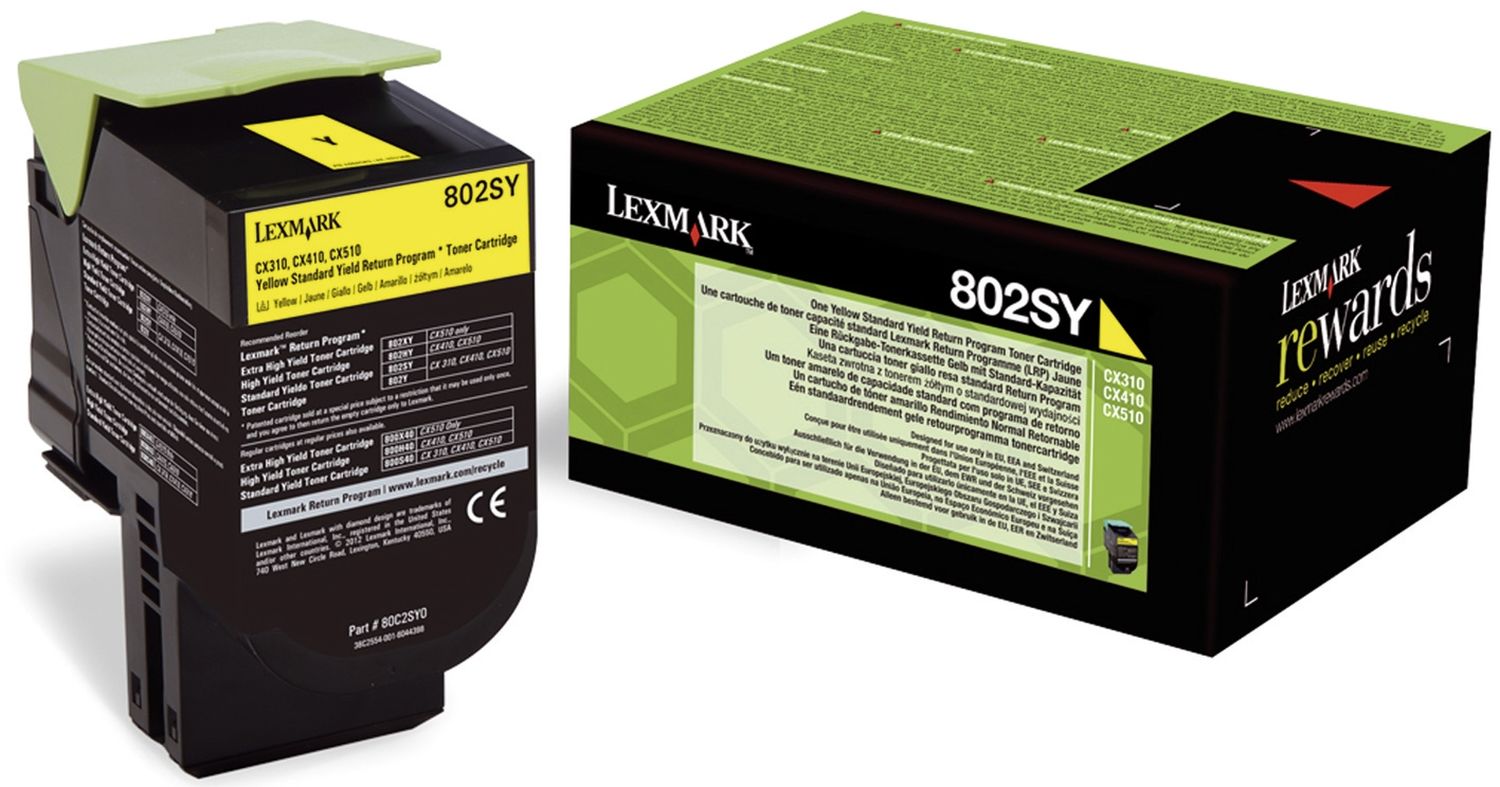 Original Lexmark Toner-Kit gelb return program (0080C2SY0,080C2SY0,80C2SY0,802SY,NO802SY)