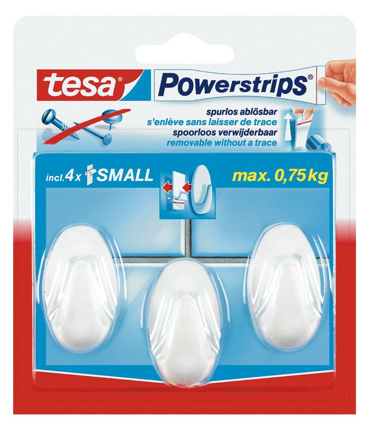 Powerstrips® Haken ablösbar - oval weiß, Tragfähigkeit 750 g