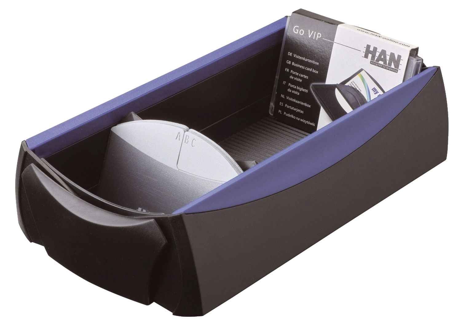 Visitenkartenbox VIP-Set - für 500 Visitenkarten, Box+Etui, schwarz-blau Visitenkartenbox VIP-Set - für 500 Visitenkarten, Box+Etui, schwarz-blau
