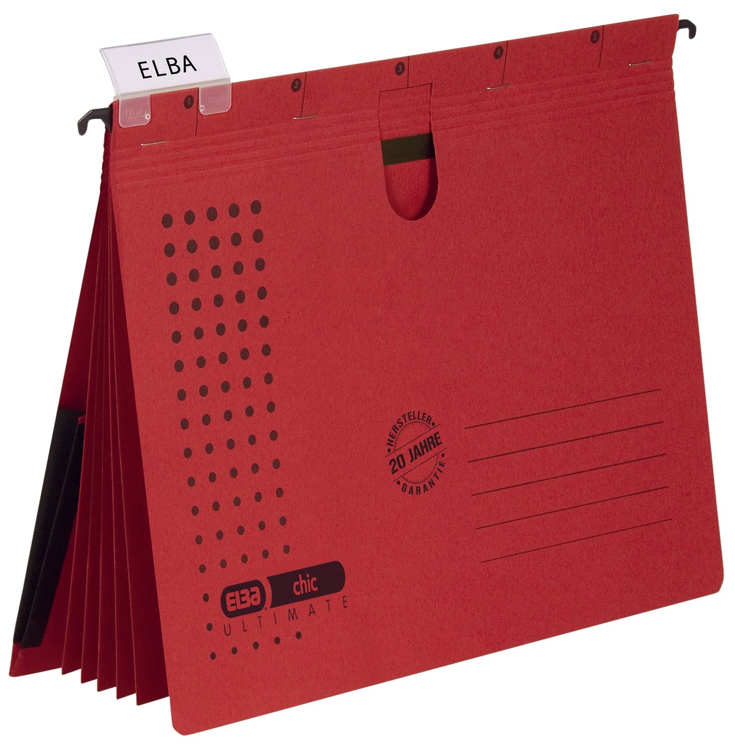 Personalhefter Elba chic ULTIMATE® 100333013, Din A4, 5 kaufmännische Heftungen, Karton (RC) 230 g/qm, rot, VE = 5 Stück