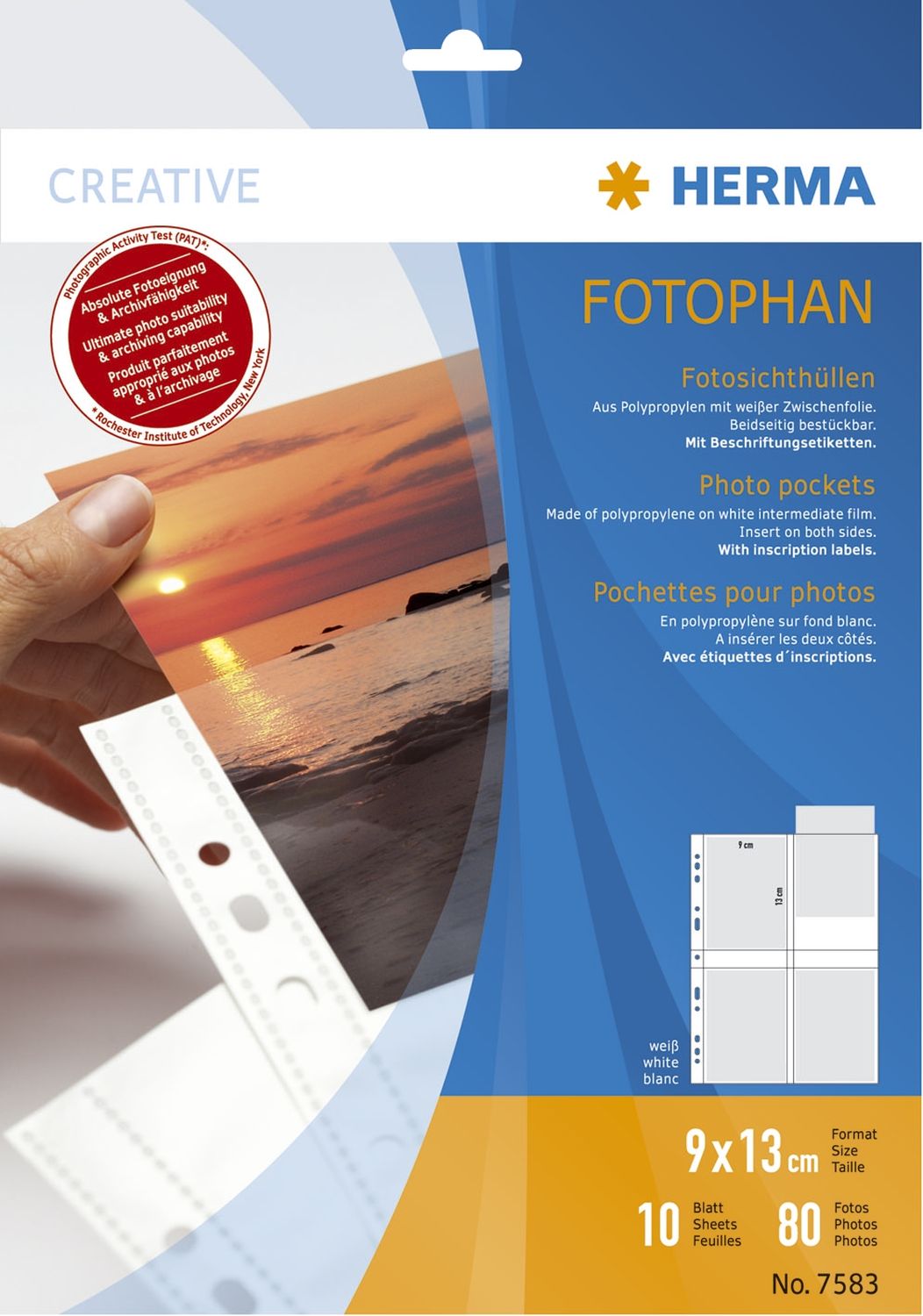 7583 Fotophan 90 x 130 mm hoch weiß 10 Hüllen