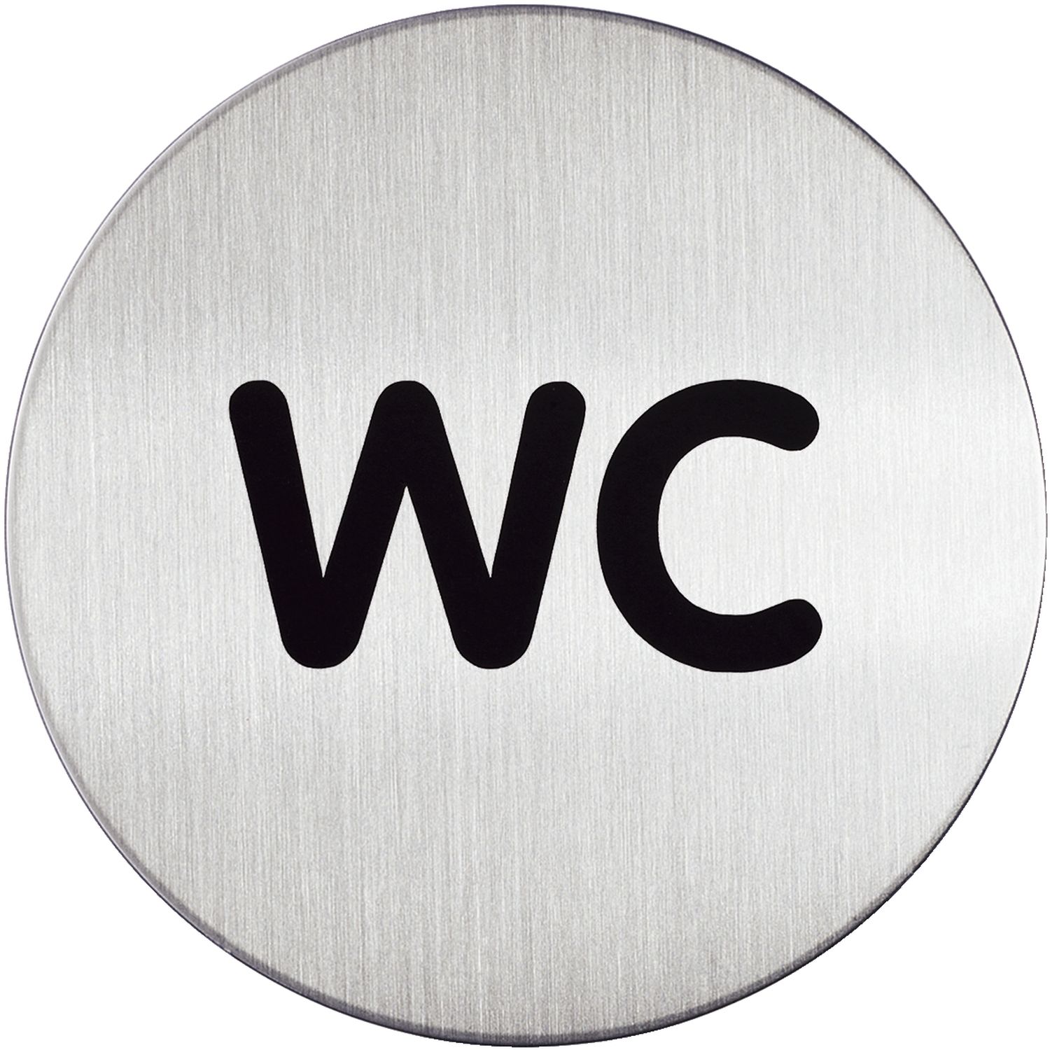 PICTO "WC", 83 mm Durchmesser, metallic silber PICTO "WC", 83 mm Durchmesser, metallic silber