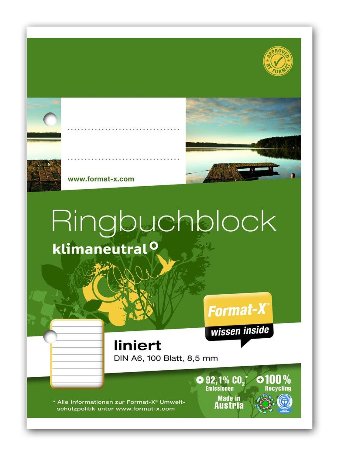 Ringbuchblock - A6, 100 Blatt, 70 g/qm, liniert Ringbuchblock - A6, 100 Blatt, 70 g/qm, liniert