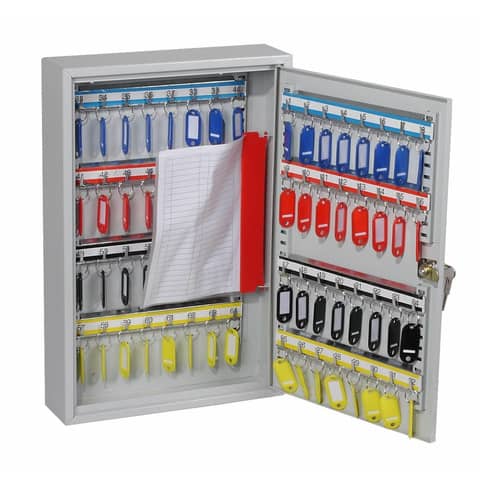 Schlüsselschrank Phönix KC0602K, mit 64 Haken, 30,0 x 45,0 x 8,0 cm, mit Zylinderschloss, grau