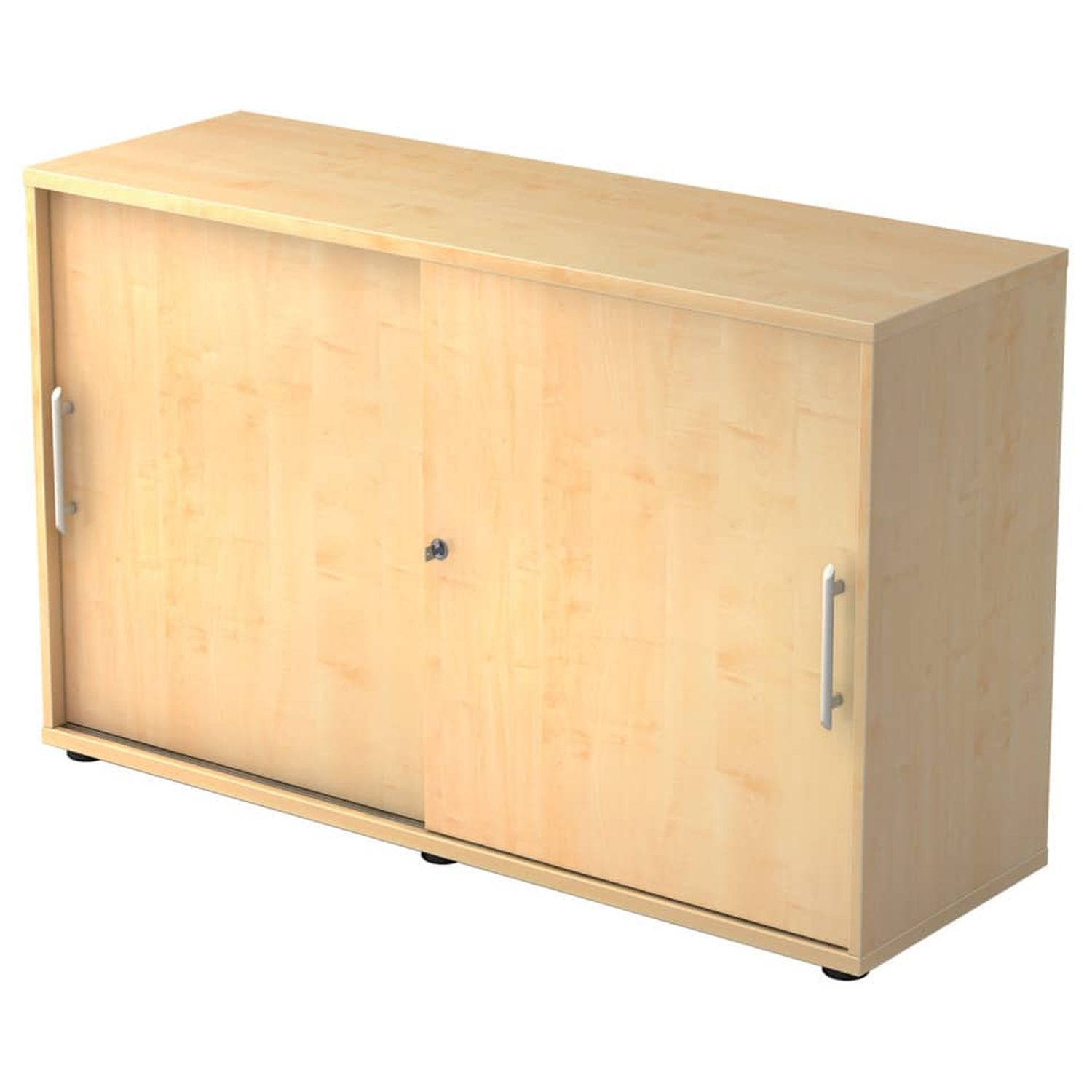 Schiebetürschrank - 2OH, 120 cm, Relinggriff, Ahorn/Ahorn, mit Montageservice