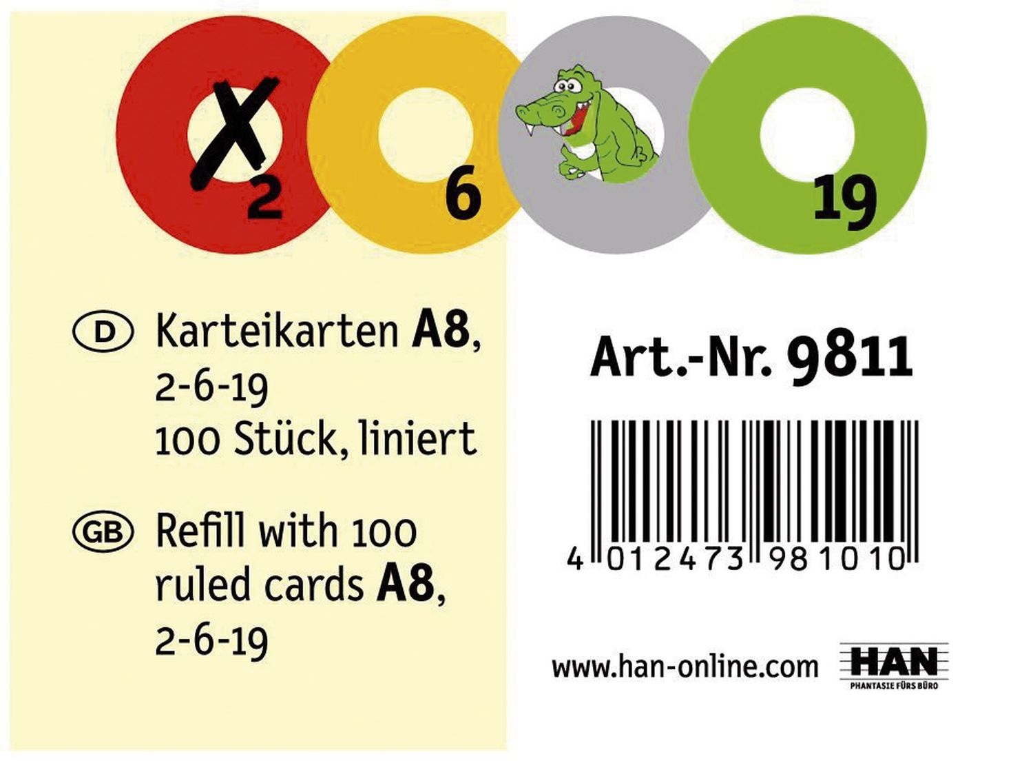 Karteikarten - DIN A8 quer, 120 g/qm, für CROCO 2-6-19, gelb Karteikarten - DIN A8 quer, 120 g/qm, für CROCO 2-6-19, gelb