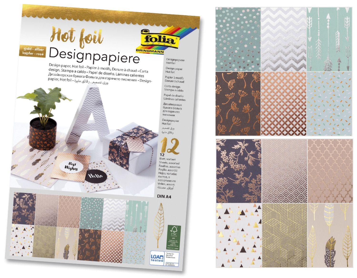 Bastelblock Design Hot foil - 12 Blatt, sortiert Bastelblock Design Hot foil - 12 Blatt, sortiert