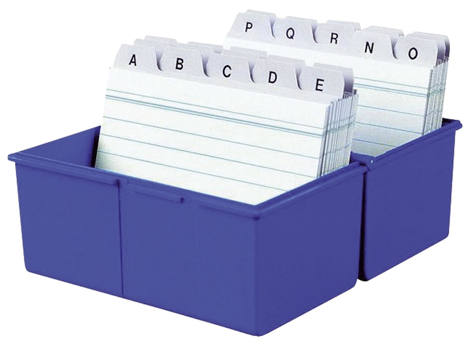Karteibox DIN A5 quer, max 500 Karten mit Stahlscharnier, blau Karteibox DIN A5 quer, max 500 Karten mit Stahlscharnier, blau