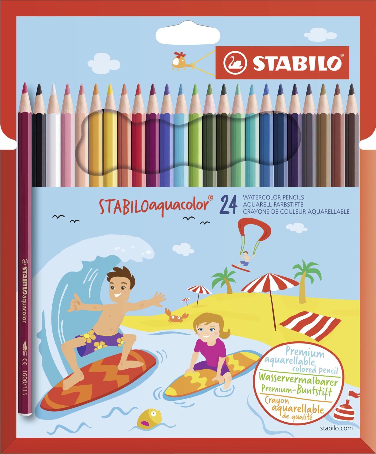 Aquarell-Buntstift - aquacolor - 24er Pack - mit 24 verschiedenen Farben