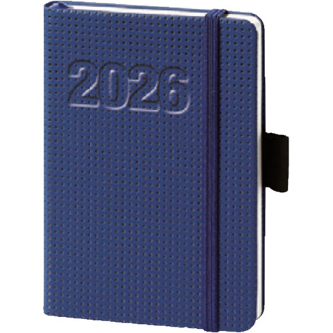 Buchkalender bsb V-book 02-0257, Jahr 2026, 1 Woche auf 2 Seiten, DIN A6 (9 x 14 cm), blau