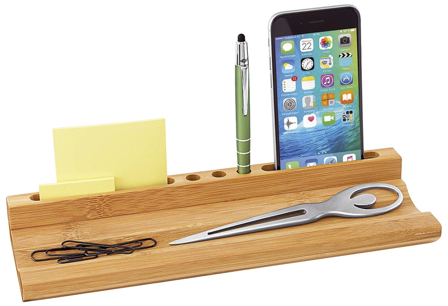 Organizer mit Smartphone-Halter - Bambus Organizer mit Smartphone-Halter - Bambus