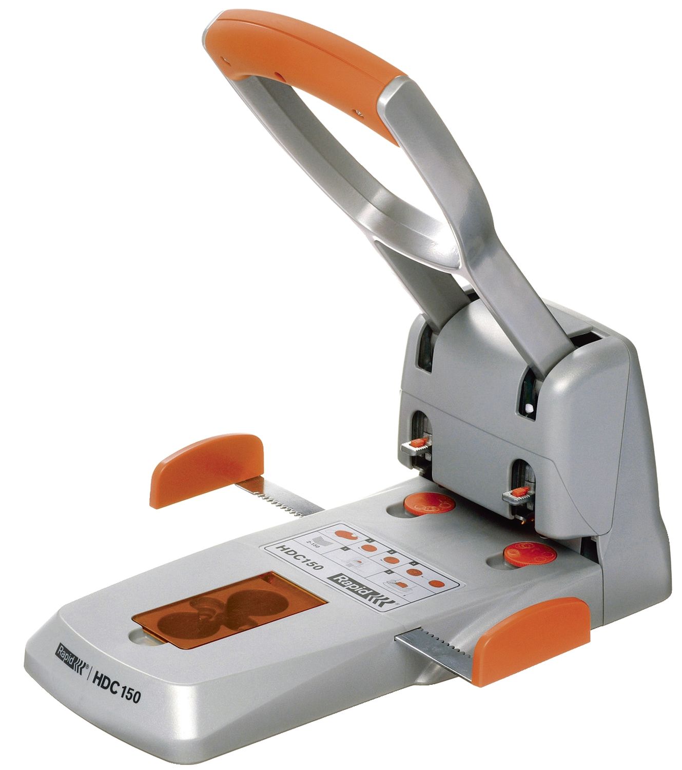 Superlocher HDC150, Grauguss, 150 Blatt, silber/orange Superlocher HDC150, Grauguss, 150 Blatt, silber/orange