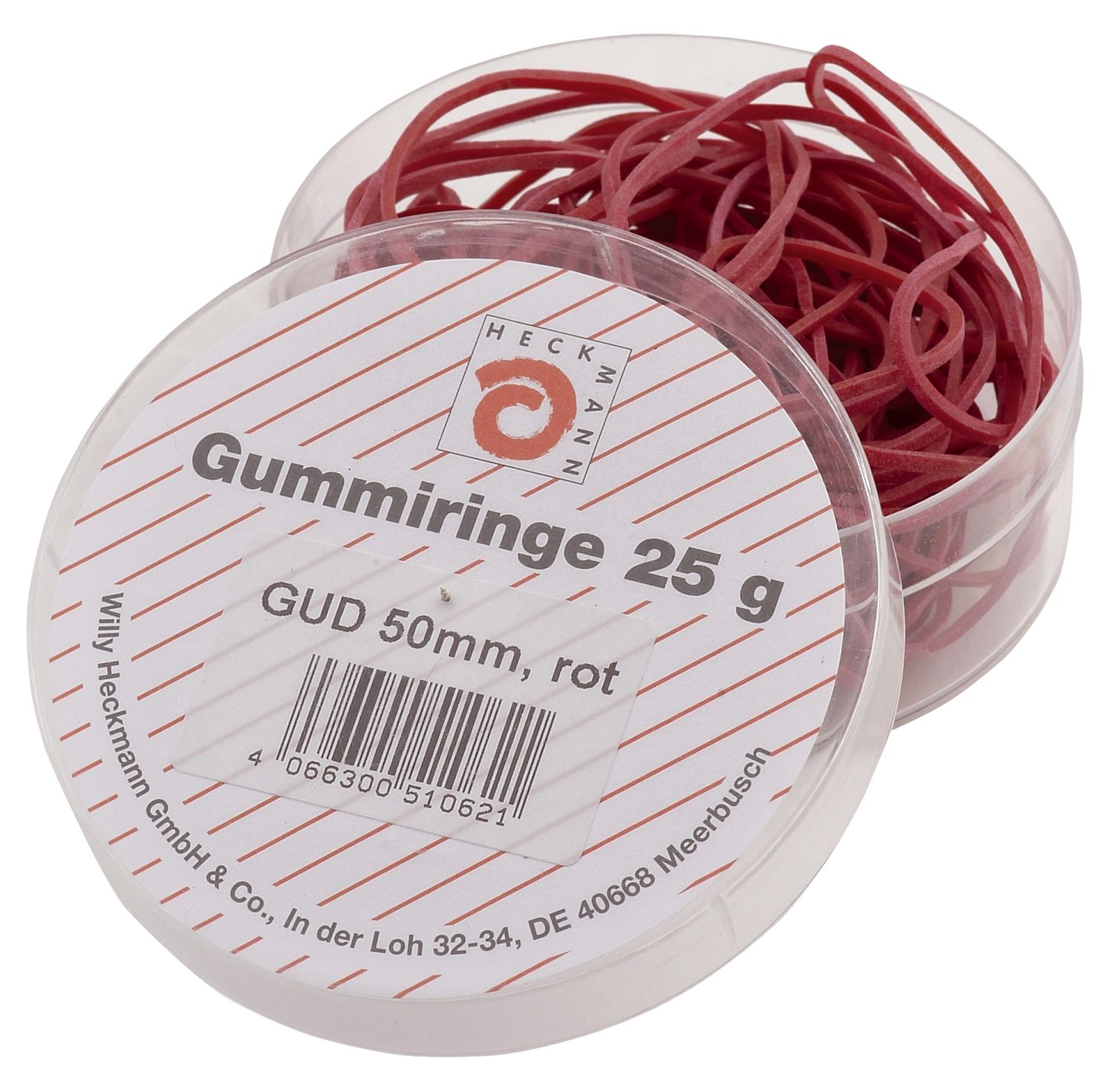 Gummiringe - Ø50 mm, Dose mit 25g, rot Gummiringe - Ø50 mm, Dose mit 25g, rot