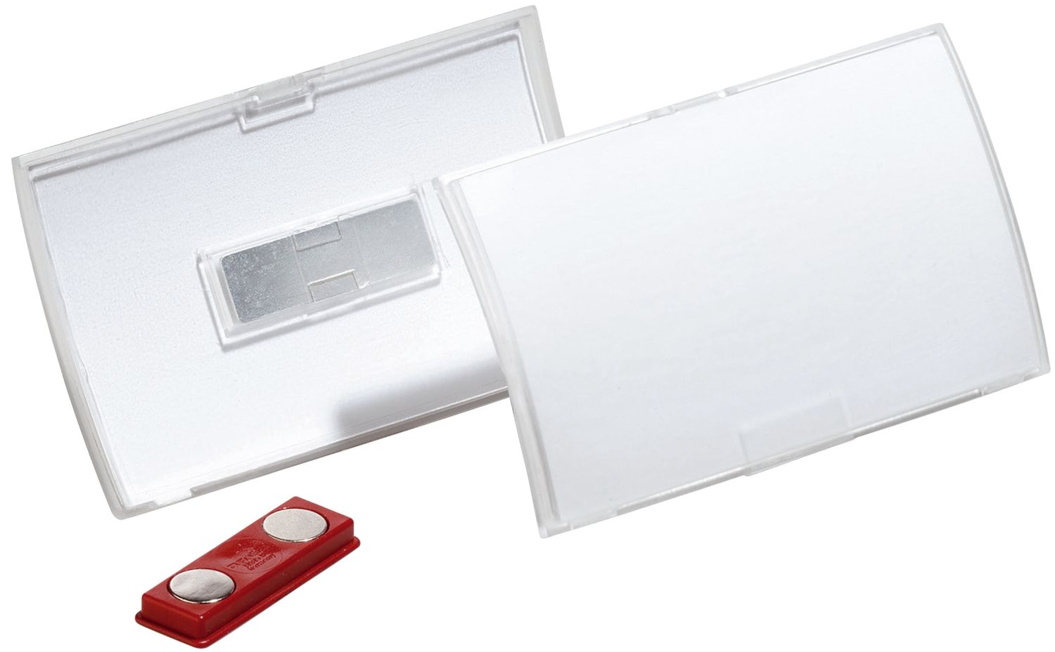 Namensschild CLICK FOLD mit Magnet - 40 x 75 mm, transparent Namensschild CLICK FOLD mit Magnet - 40 x 75 mm, transparent